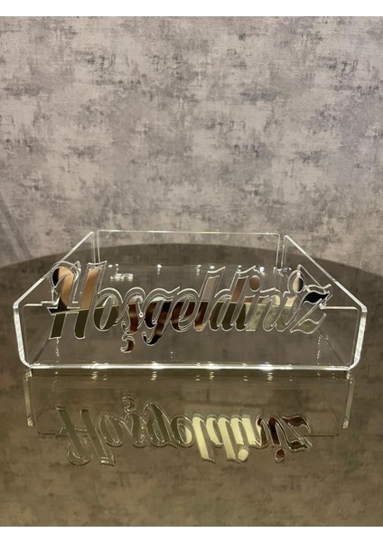 Şefaf Kare Pleksi Tepsi, 26,5X26,5X5 Cm, Sunum Servis Tepsisi ,Gümüş Renkte Hoşgeldiniz Yazılı fiyatları