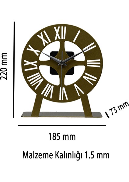 Roma Model Dekoratif Metal Lazer Kesim Akar SESSİZ Mekanizmalı Masa Saati