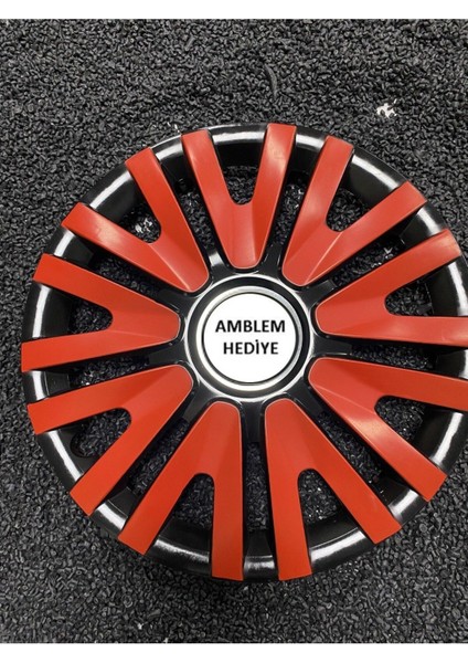 14 Inç Jant Kapağı Renault Kırmızı Renkli Kırılmaz + 4 Adet Amblem 4911K9RENAULT