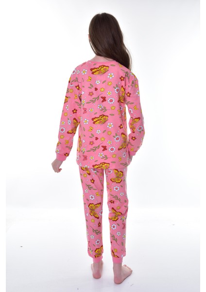 Pamuk Süprem Penye Kumaş Sağlığa Duyarlı Uzun Kollu Çiçek Desenli Kız Çocuk Pijama Takımı fırsatları
