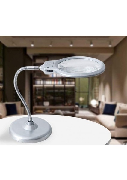 Masa Üstü Işıklı Büyüteç Çalışma Lambası Metal Tabanlı