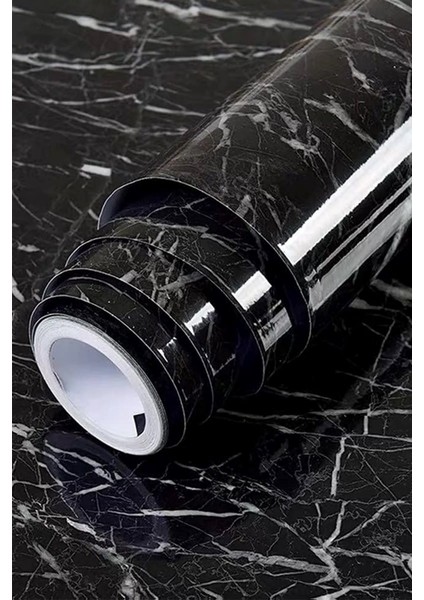 Mermer Görünümlü Siyah Folyo Kaplama 5 Metre Tezgah Kaplama Kendinden Yapışkanlı Folyo Kağıt modelleri