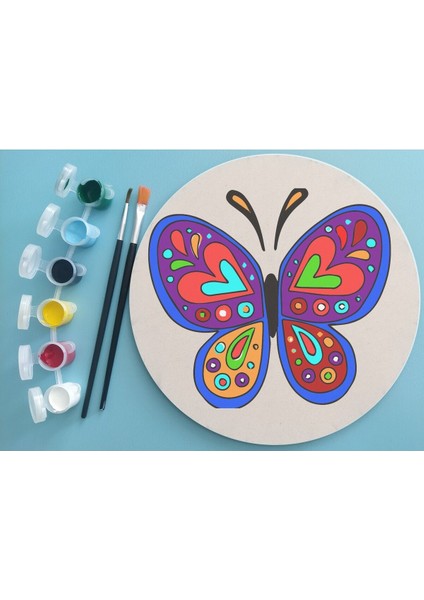 2'li Mandala Boyama Seti Aile Etkinliği 2 Ham Mdf Plaka 6 Renk Boya 2 Fırça Model 16 fırsatları