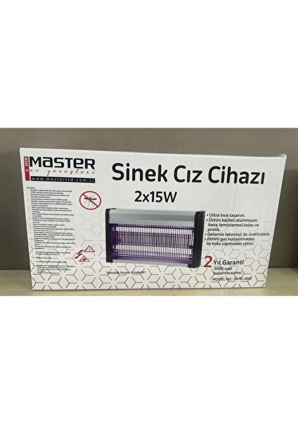 30 Watt Mor Işıklı Yeni Nesil Sinek Öldürücü 2X15W Cızz Sivrisinek Yokedici Tavana Asılan 2 Lambalı