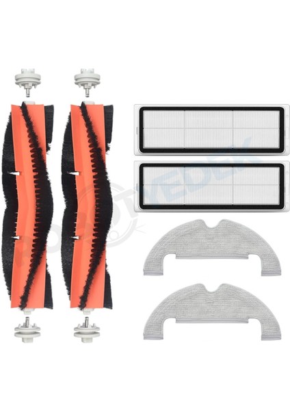 Xiaomi X10 Uyumlu Yedek Fırça Hepa Filtre Mop Seti-6 Parça