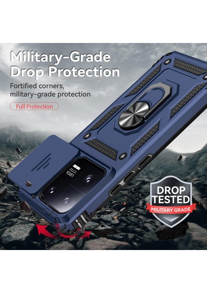 Xiaomi Mi 13T / Mi 13T Pro Kılıf Kamera Koruma Sürgülü Antishock Magnetic Yüzüklü Standlı Kapak indirimleri