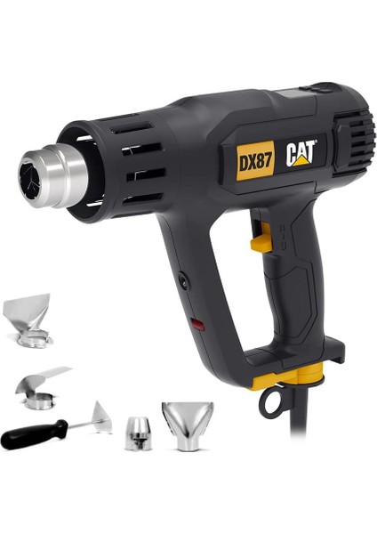 Cat DX87 2000WATT Dijital Göstergeli Profesyonel Sıcak Hava Tabancası + 5 Adet Aksesuar, Siyah/sarı