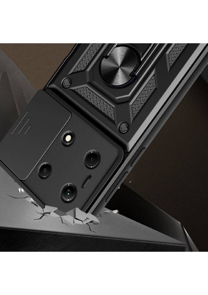 Infinix Note 30 Pro Kılıf Kamera Koruma Sürgülü Antishock Magnetic Yüzüklü Standlı Kapak