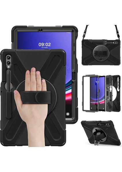 Samsung Galaxy Tab S9 SM-X710 X716 X718 Kılıf 11" Ultra Koruma Armor Askılı Zırh Kılıf