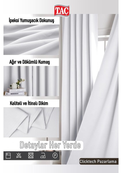 Rech Home Taç 4 Katmanlı Beyaz Güneşlik Perde - Toz Önleyici, Ses Yalıtımı, Sıcak ve Soğuk Yalıtımı
