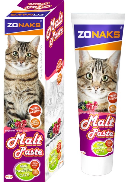 Hairball Kediler Için Tüy Yumağı Önleyici Macun Malt 100G