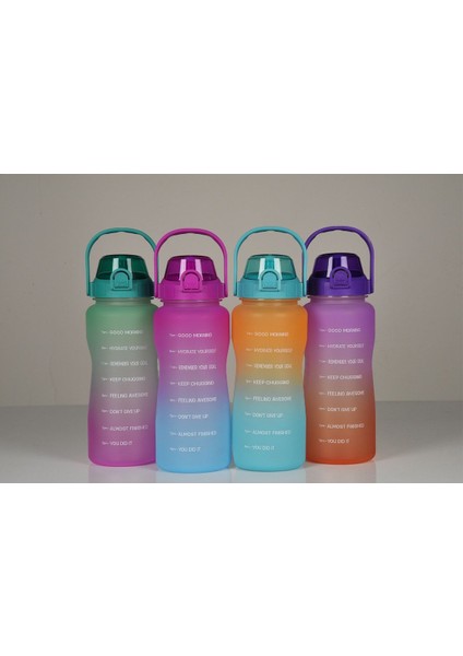 Tekno Trust Mor 2.000 ml Motivasyonel Su Matarası Su Şişesi Suluk 2 L Plastik