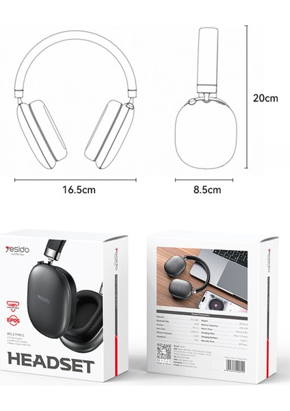 EP05 Bt 5.2 Kafaüstü Bluetooth Kulaklık - Siyah 388051