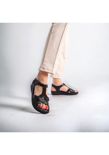 Kadın Topuksuz Deri Açık Yazlık Gündelik Sandalet fırsatları