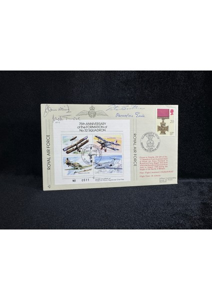 1991 Ingiltere Hava Kuvvetleri Özel Gün Damgalı 4x Islak Imzalı Limited Ilk Gün Zarfı Raf Royal Airforce