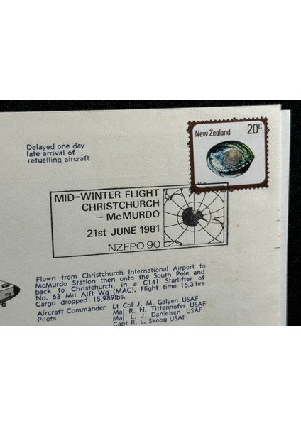 1981 Yeni Zelanda Operation Deep Freeze Cover Sgd Commander Ilk Gün Zarfı Fdc Islak Imzalı