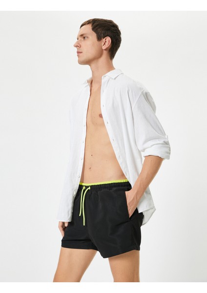 Kısa Deniz Şortu File Astarlı Beli Bağlamalı Cepli Rahat Kalıp fiyatları