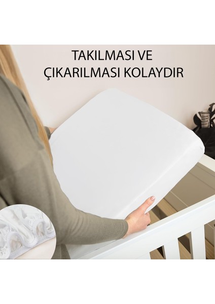 | %100 Pamuk Sıvı Geçirmez Bebek Yatak Koruyucu Alez | Beşik Kreş Yatak Koruyucu Alezi | Full Kenar Çarşaf 60 x 120