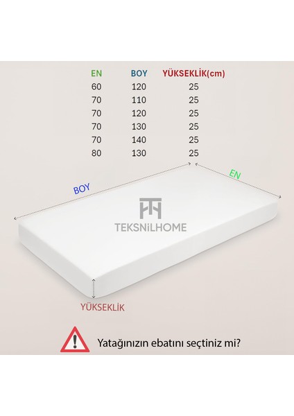 TeksNil Home| %100 Pamuk Sıvı Geçirmez Bebek Yatak Koruyucu Alez | Beşik Kreş Yatak Koruyucu Alezi | Full Kenar Çarşaf 70 x 110