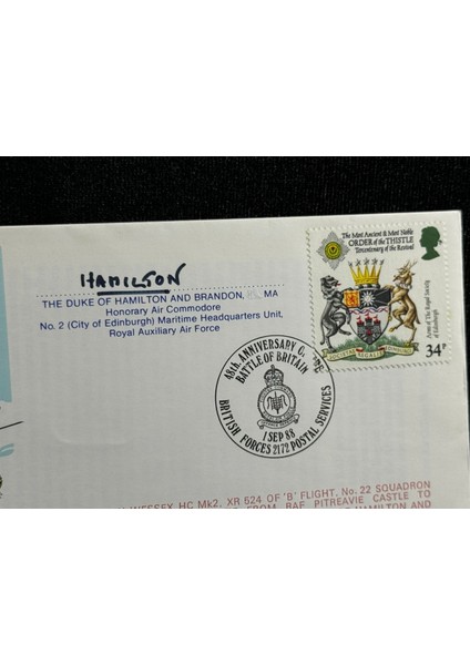 1988 Ingiltere Kraliyet Hava Kuvvetleri 50. Yıldönümü. Duke Hamilton Islak Imzalı Limited Royal Air Force Raf indirimleri