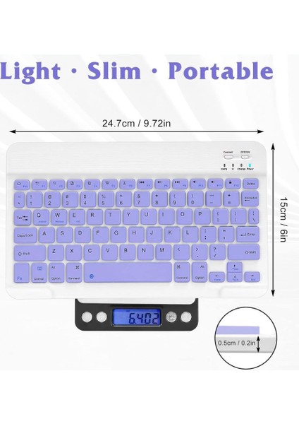 Hegitech Pro 10 10.1" Uyumlu Kablosuz Bluetooth Şarj Edilebilir Mini Q Klavye - Mor fırsatları