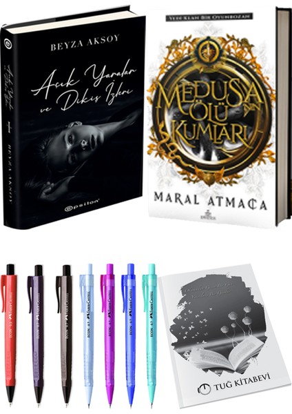 Medusanın Ölü Kumları Ciltli Maral Atmaca ve Epsilon Yayınevi Açık Yaralar ve Dikiş Izleri Ciltli Beyza Aksoy 2li Set