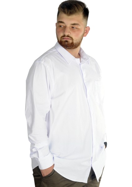 Büyük Beden Erkek Klasik Cepli Gömlek Likralı 20350 Beyaz fiyatları