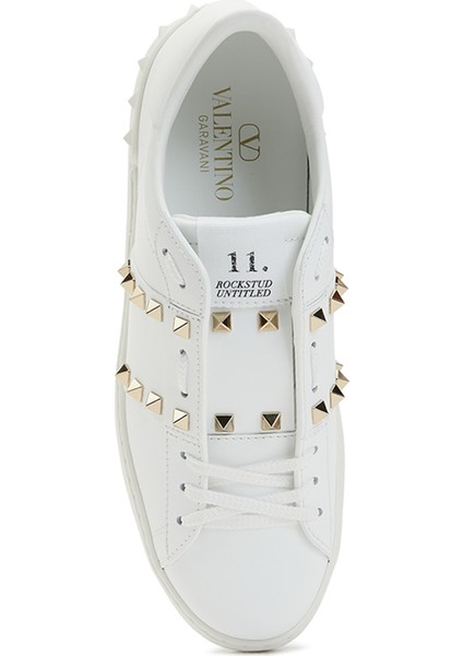 Rockstud Beyaz Kadın Deri Sneaker Beden: 38