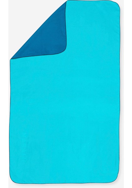 Çift Taraflı Mikrofiber Havlu - L Boy - Mavi / Yeşil - 80 x 130 cm