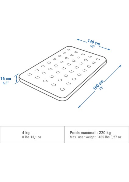 Şişme Kamp Yatağı - 2 Kişilik - 140 cm - Air Basic