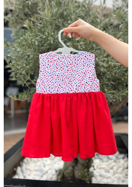 Renkli Puantiyeli Dantel Detaylı Şile Bezi Poplin Kız Çocuk Bebek Elbise fiyatları