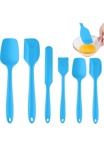 6'lı Set, Gıda Sınıfı Kauçuk Spatula Isıya Dayanıklı, Kırmızı (Yurt Dışından)