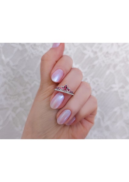 ve Pembe Turmalin Taşlı Diana Tacı Yüzük 0447R0074 fırsatları