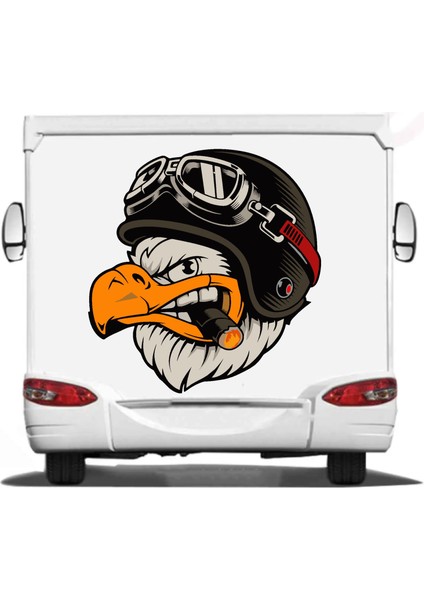 Kartal Pilot Motorcu Chopper Kask Araba Oto Motosiklet Karavan Sticker 00088 fırsatları