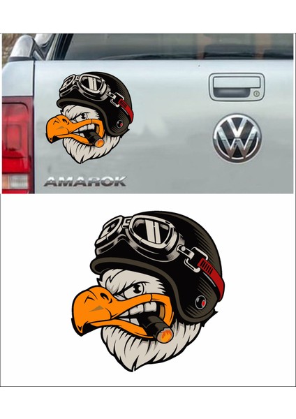 Kartal Pilot Motorcu Chopper Kask Araba Oto Motosiklet Karavan Sticker 00088 indirimleri
