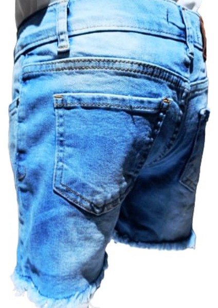 Kız Çocuk Denim Yırtık Kot Şort Lacivert 8 Yaş Denim Mavi modelleri
