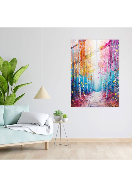 Ashvin Harrison Ev Dekorasyonu: Tuhaf Orman Sahnesi Tuhaf Orman Sahnesi, Parlak Tonlar, Cam Sanatı, 30X45 fiyatları