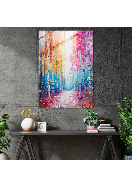 Ashvin Harrison Ev Dekorasyonu: Tuhaf Orman Sahnesi Tuhaf Orman Sahnesi, Parlak Tonlar, Cam Sanatı, 30X45 modelleri