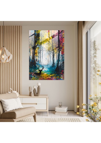 Ashvin Harrison'dan Büyülü Orman Cam Duvar Sanatı Cam Sanatı, 30X45 fiyatları