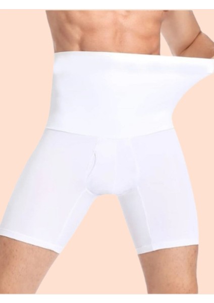 Tekno Trust Kaşkorse Erkek Bel Göbek ve Kalça Toparlayıcı Erkek Yüksek Bel Korse Boxer Beyaz 1'li Slip Elde Yı