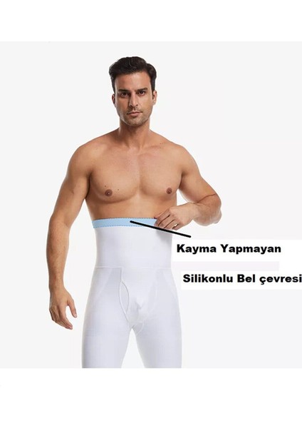 Tekno Trust Kaşkorse Erkek Bel Göbek ve Kalça Toparlayıcı Erkek Yüksek Bel Korse Boxer Beyaz 1'li Slip Elde Yı