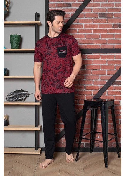 Erkek Pijama Takımı Süprem Kısa Kollu Bisiklet Yaka Pamuklu M58492346