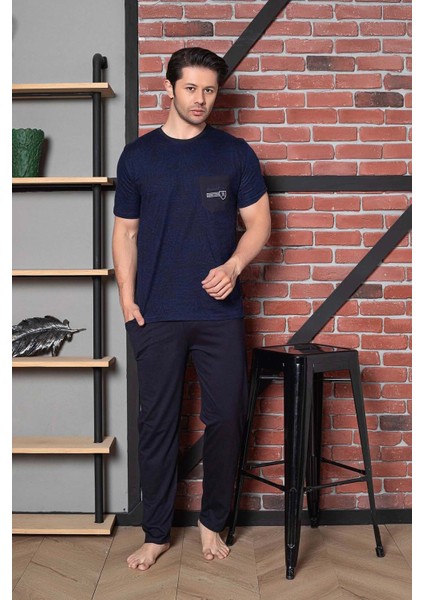 Erkek Pijama Takımı Süprem Kısa Kollu Bisiklet Yaka Pamuklu M58492346