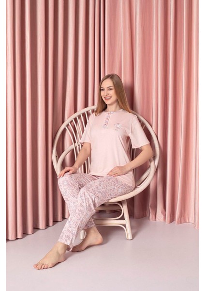 Kadın Pijama Takımı Süprem Kısa Kollu Büyük Gül Desenli Pamuklu W30102334 fiyatları