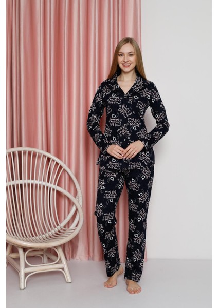 Kadın Pijama Takımı Süprem Uzun Kollu Boydan Düğmeli Diamond Yazılı Pamuklu Mevsimlik W20622305 fiyatları