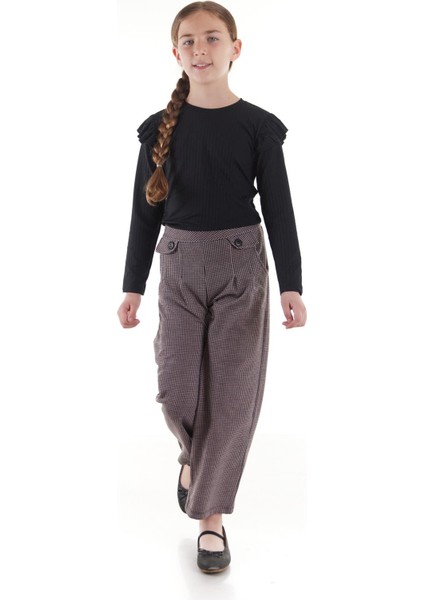 Kız Çocuk Fırfırlı Fitilli Bluz Bol Paça Pantolon Takım AK2405 fiyatları