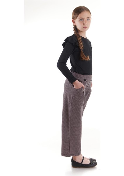 Kız Çocuk Fırfırlı Fitilli Bluz Bol Paça Pantolon Takım AK2405 indirimleri