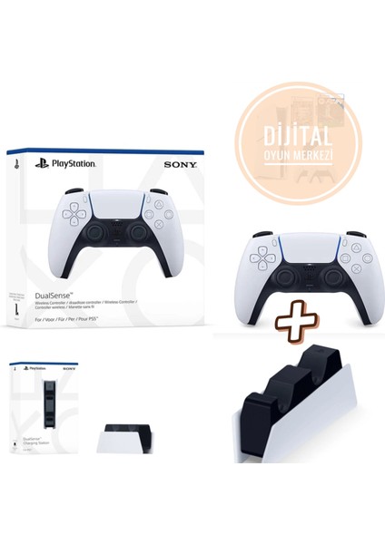 Sonyplaystations 5 1 Dualsense Oyuncu Kolu + 1 Şarji Stasyonu - (Ps 5 Oyuncu Kol - Şarj Istasyon)