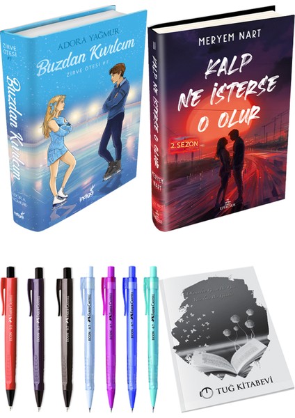 Kalp Ne Isterse O Olur 2 Ciltli Meryem Nart ve Buzdan Kıvılcım Ciltli Adora Yağmur 2li Set