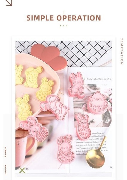 6 Adet / Takım Tavşan Şekli Çerez Kesiciler Plastik 3D Karikatür Basınçlı Bisküvi Kalıp Çerez Damga Mutfak Pişirme Pasta Bakeware | Kurabiye Araçları (Yurt Dışından) modelleri